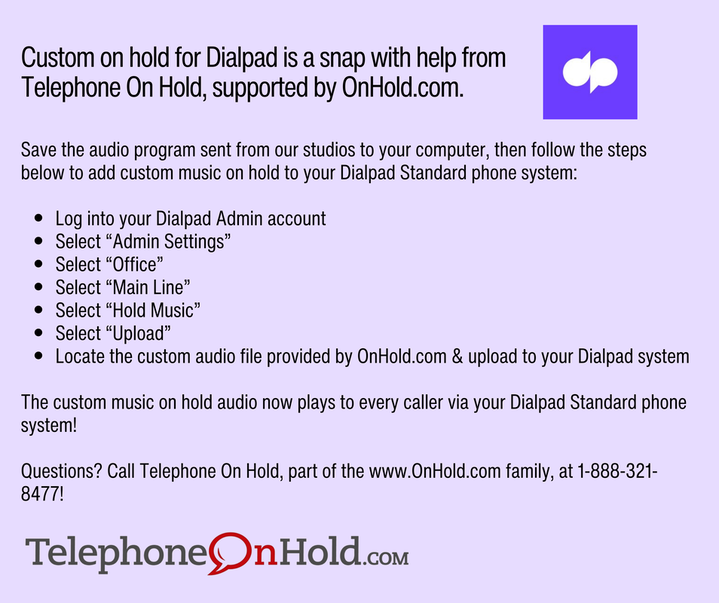 Dialpad Custom Telephone On Hold